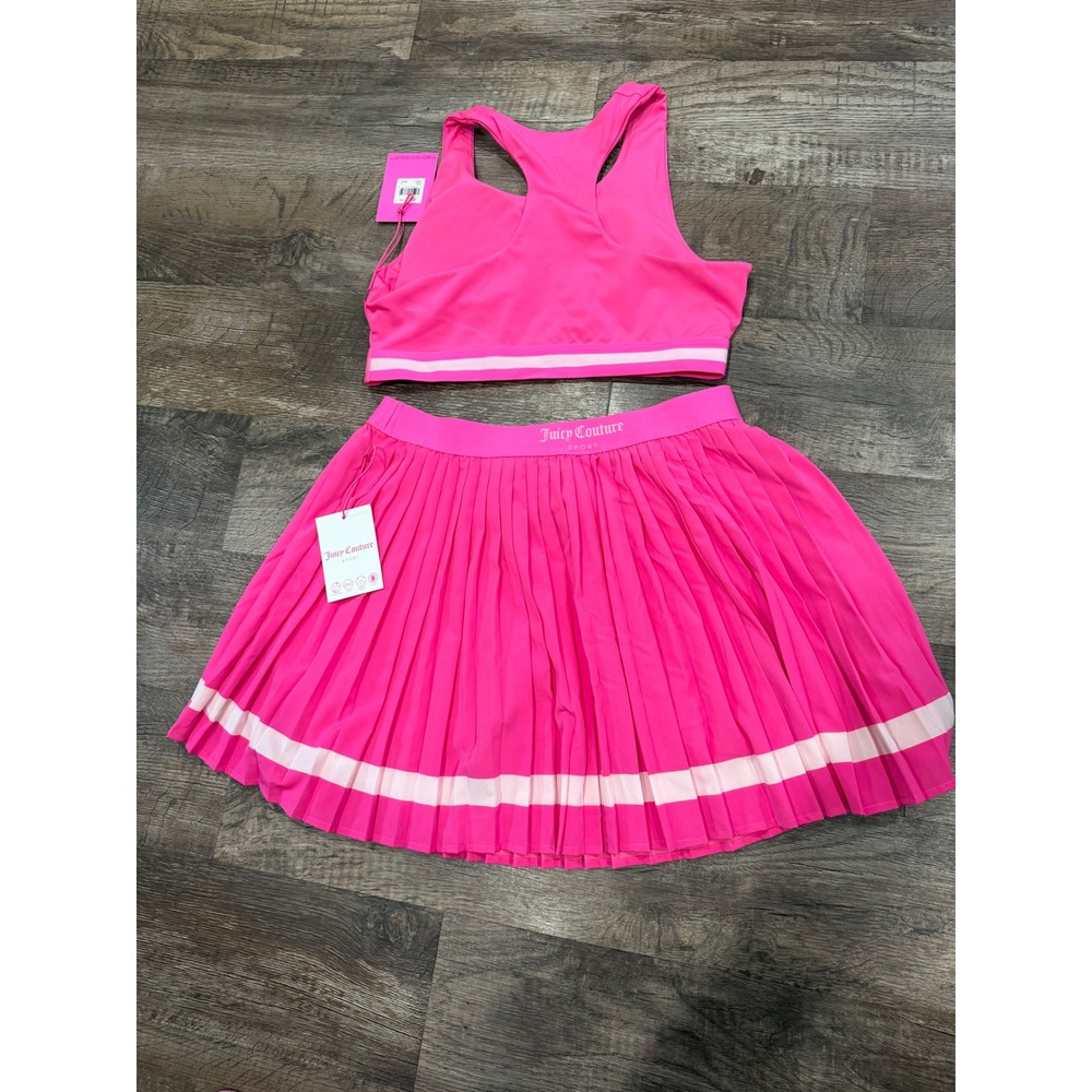Juicy Couture Sport Pink Pleated Tennis Skort and Sports Bra Set JC257258S L - Picture 2 of 6